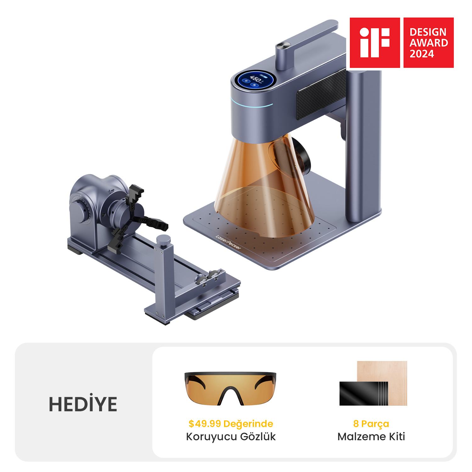 lp4-slide-doner-stand-urun-gorseli1 LaserPecker LP4 – Lazer Gravür Kazıyıcı + Döner Stand - Görsel 1