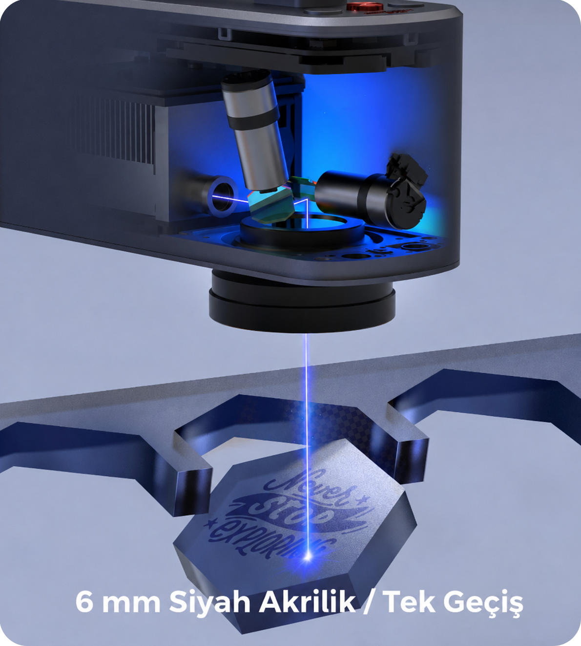 6mm siyah akrilik tek geçişte kesim